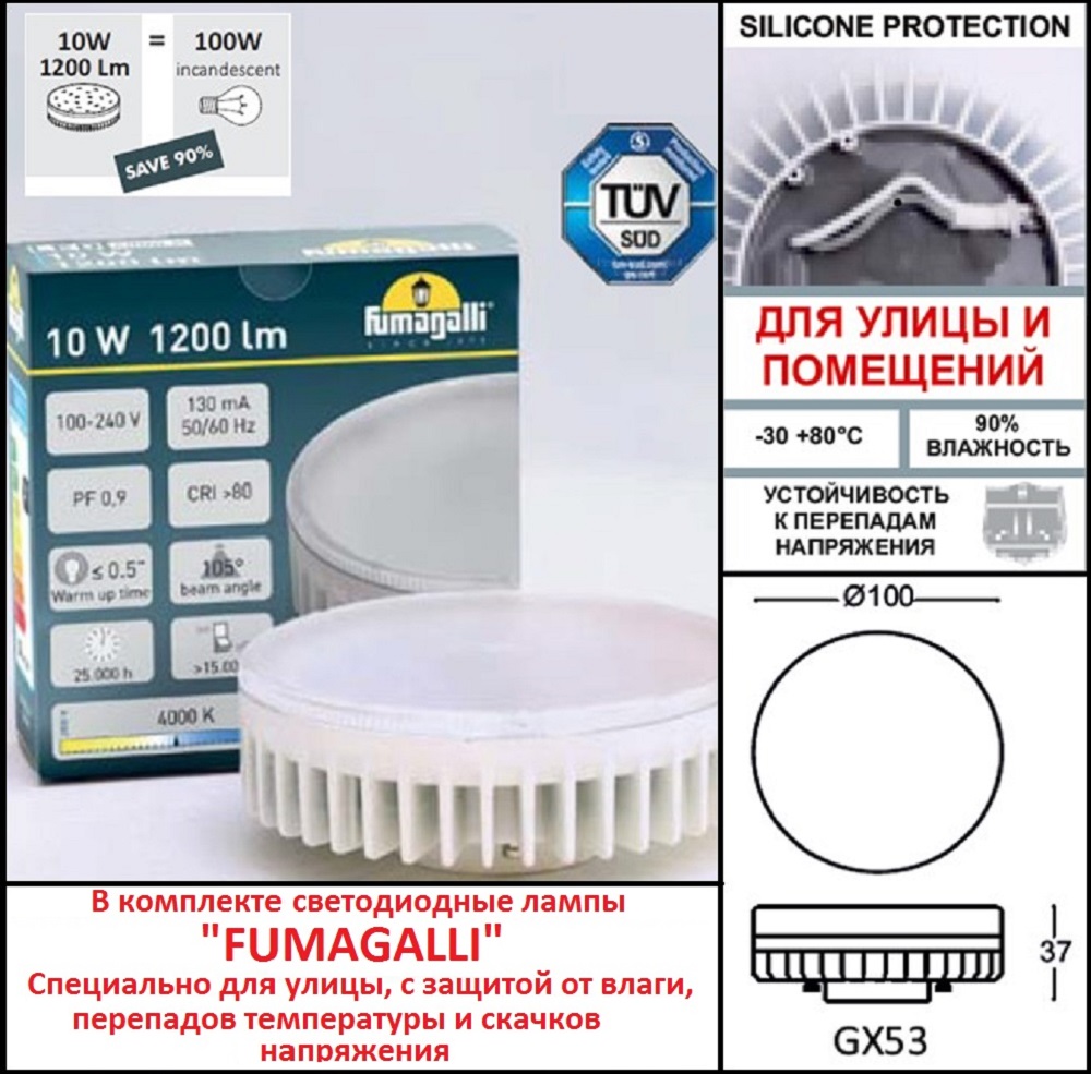 Уличный потолочный светильник Fumagalli Livia 3A9.000.000.AXD1L