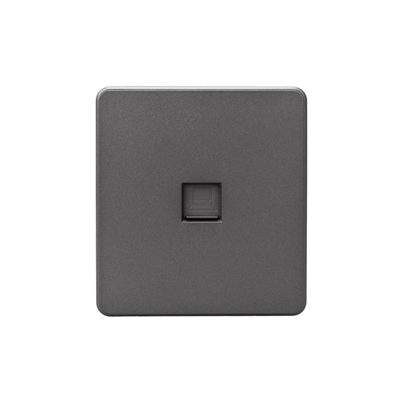 Розетка ROUND компьютерная RJ45 кат6 с/у титан KRANZ KR-78-0724-2