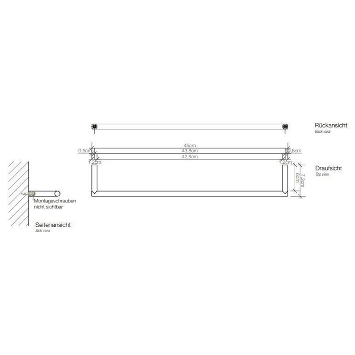 Decor Walther MK HTE45 Mikado Полотенцедержатель 45см., подвесной, цвет: Dark Metal Matt PVD