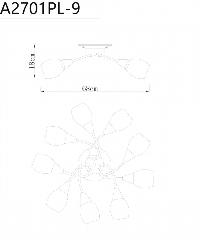 Потолочная люстра ARTE Lamp A2701PL-9WG