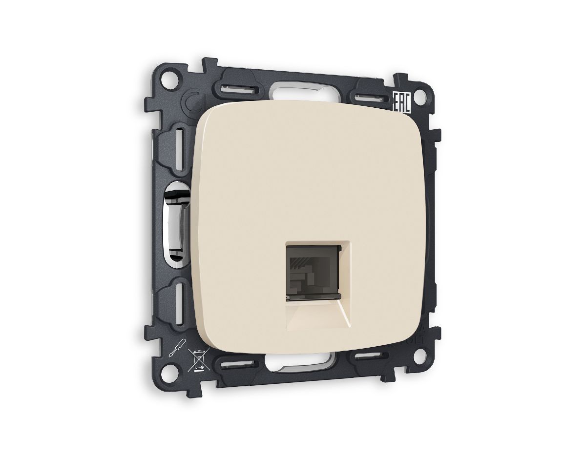 Комплект механизма телефонной розетки RJ-11(4P4C) со шторкой Ambrella Volt Omega MO332030