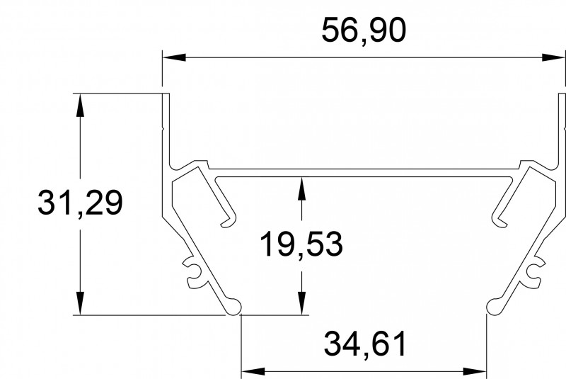 Профиль для шинопроводов Denkirs TR3050 TR3050-AL