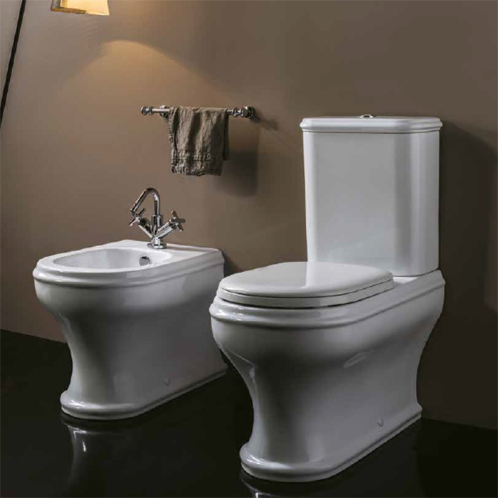 Azzurra Charme Унитаз моноблок 69x40xH84 см, слив универсальный, с бачком, с механизмом, сиденье микролифт, с креплением VFV, цвет: Bianco lucido/хром