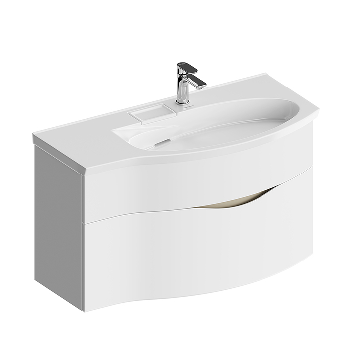 Kerama Marazzi Riva Тумба подвесная 100см, правая, с раковиной, цвет: белый матовый