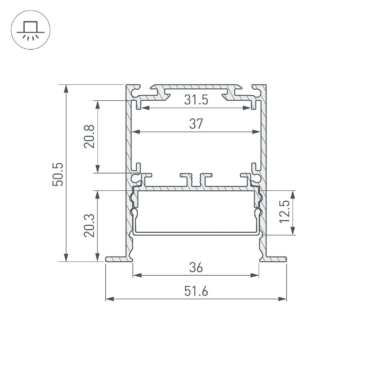 Алюминиевый профиль Arlight SL-LINIA52-3L-F-2000 ANOD BLACK 044685