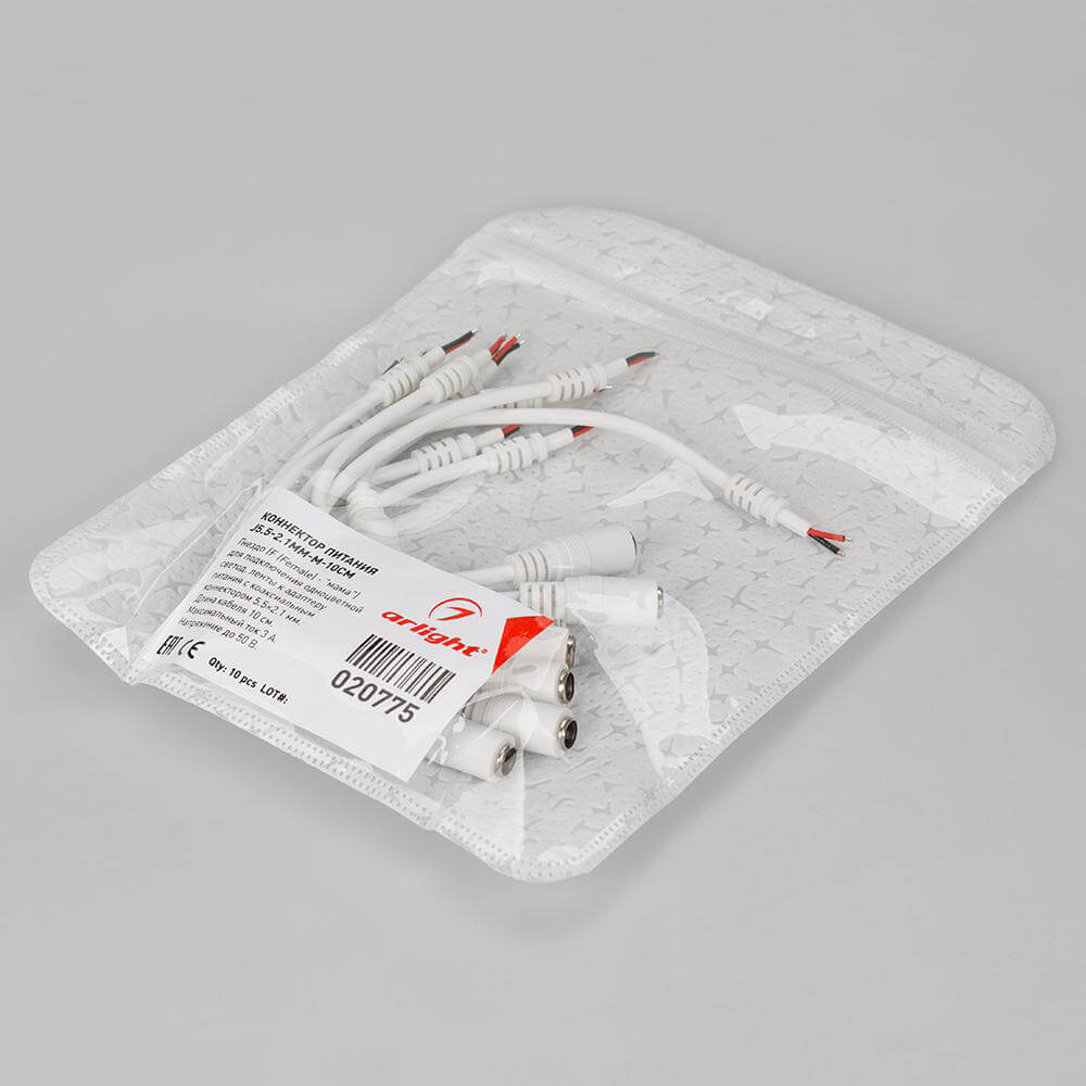 Коннектор питания Arlight J5.5-2.1mm-M-10cm 020775