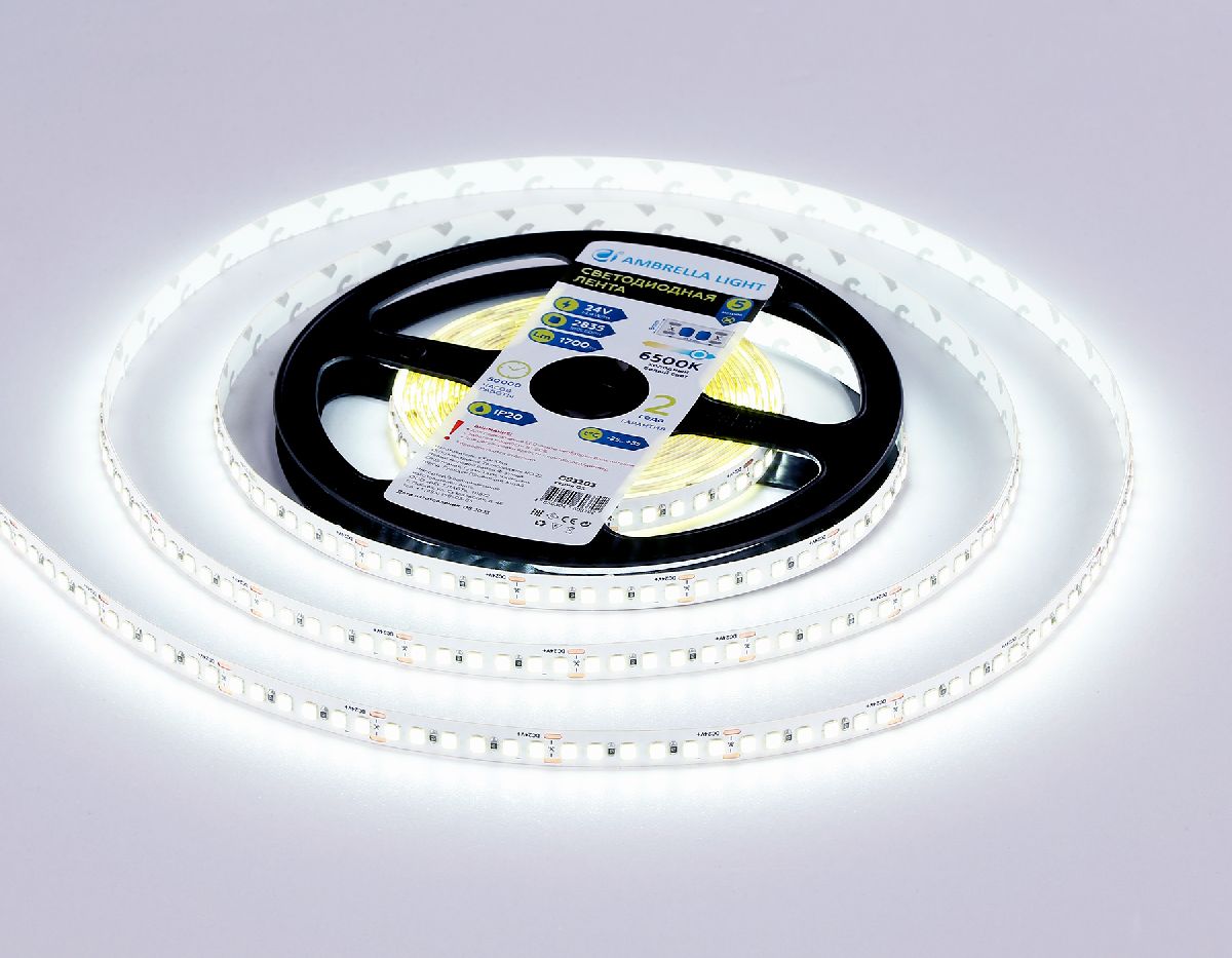 Светодиодная лента Ambrella Light LED Strip 24В 2835 14,4Вт/м 6500K 5м IP20 GS3203