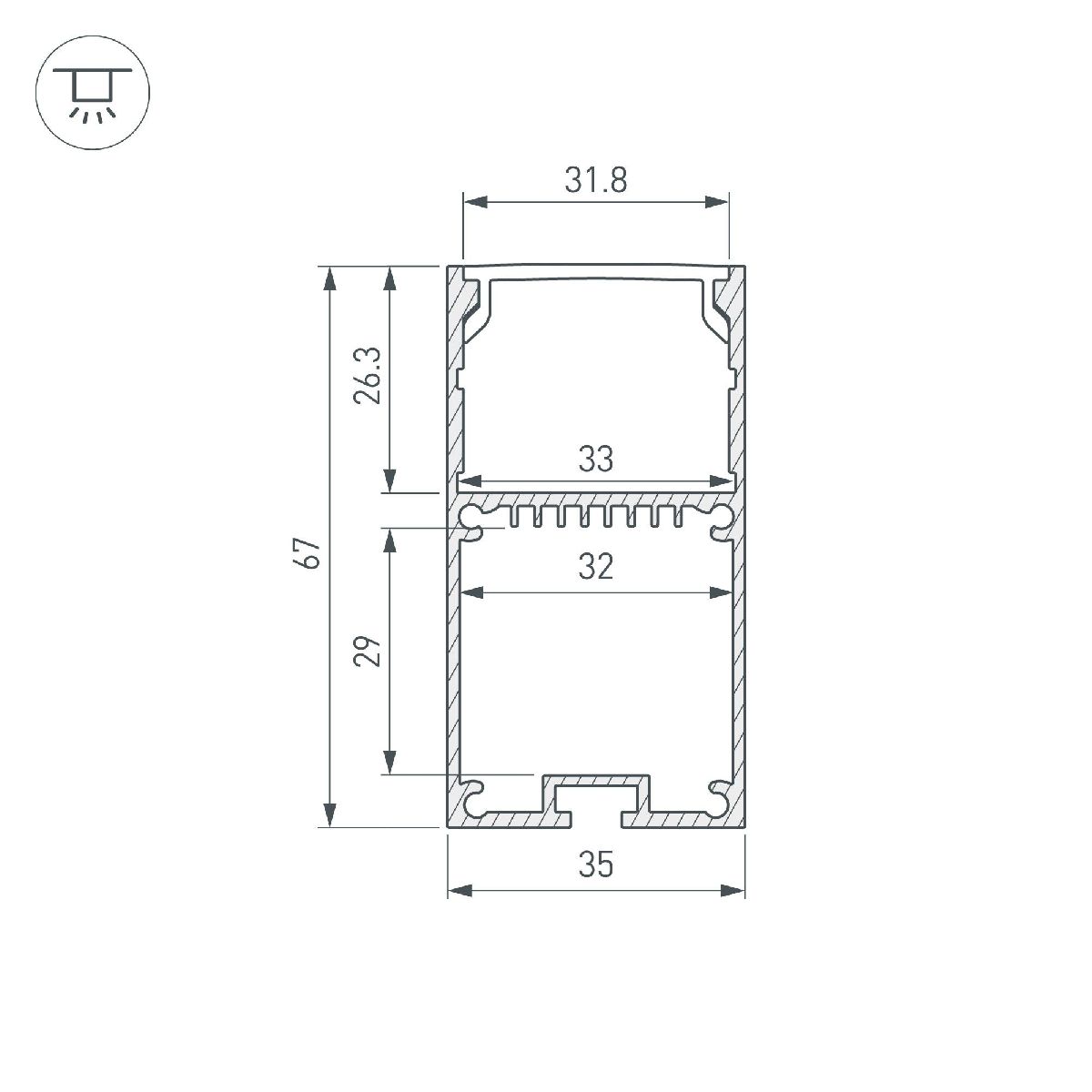 Профиль Arlight LINE-S-3667-3000 ANOD 042902