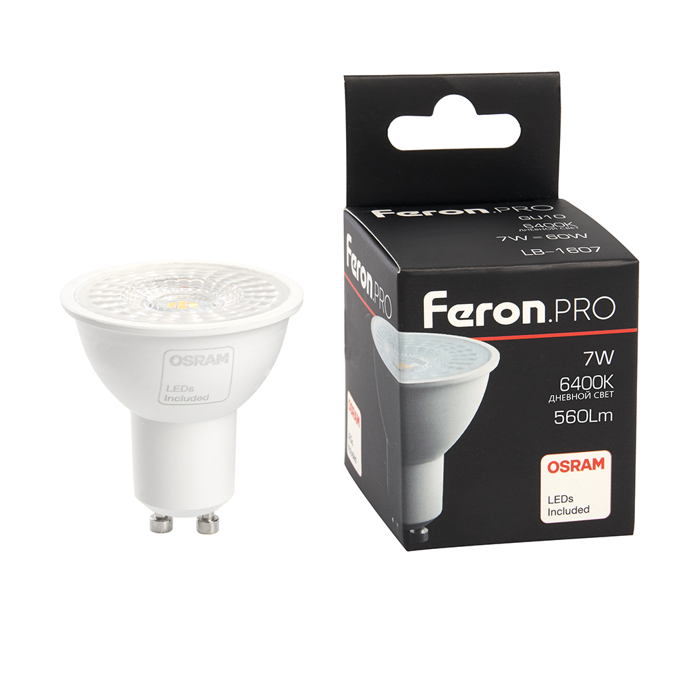 Лампа светодиодная Feron GU10 7W 6400K рефлекторная LB-1607 38178