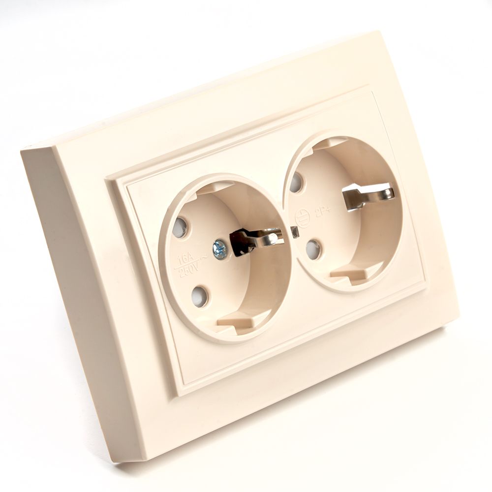 Розетка 2-местная Stekker PST16-9014-02 с защитной шторкой 39240