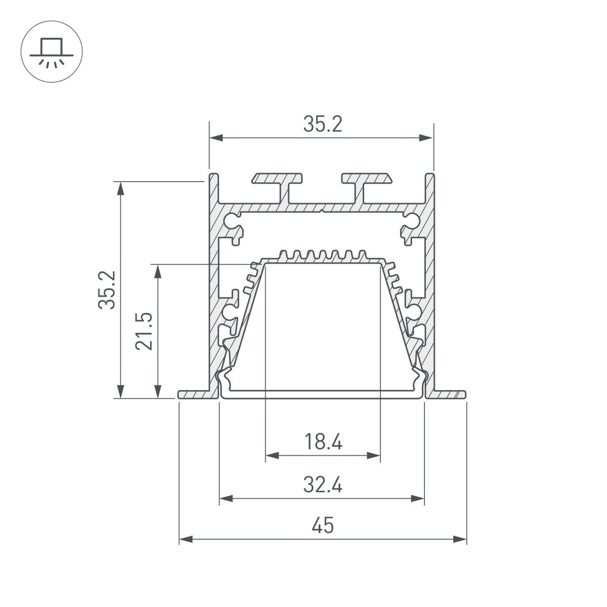 Профиль Arlight LINIA45-F-TRAY-2000 BLACK (Алюминий) 062191