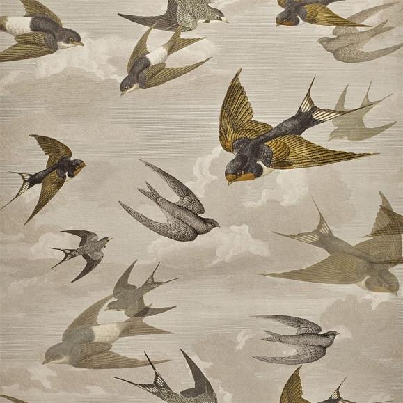 Обои John Derian PJD6003/03 Chimney Swallows Sepia