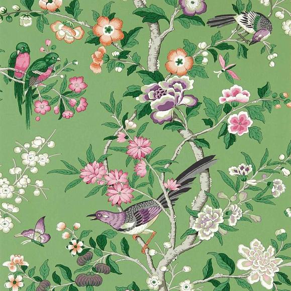 Обои Sanderson 217110 Chinoiserie Hall Chinese Green/Lotus Pink