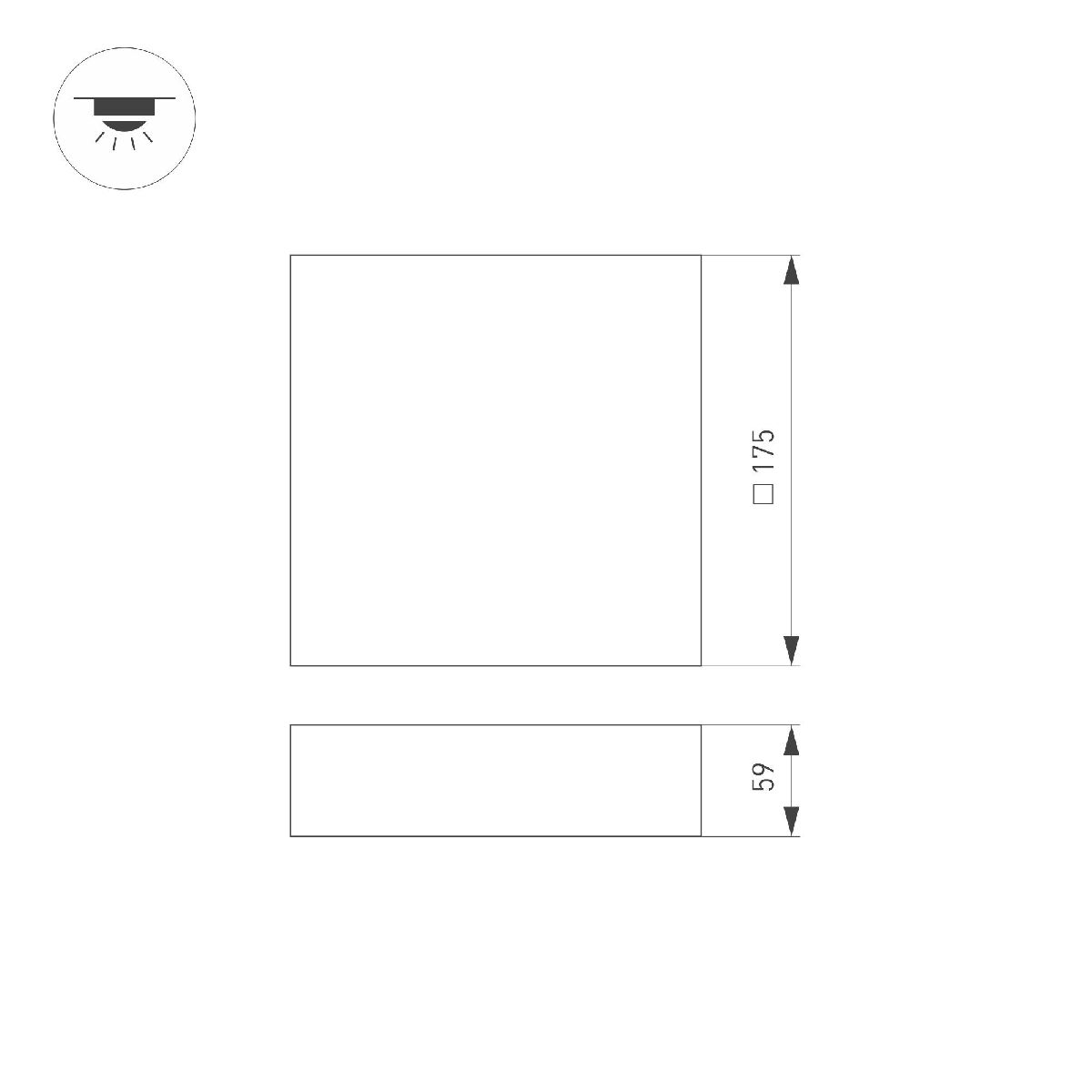 Потолочный светильник Arlight IM-QUADRO-EMERGENCY-3H-S175x175-19W Day4000 (BK, 120 deg, 230V) 040927
