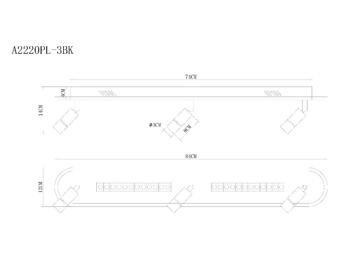 Спот Arte Lamp Pisces A2220PL-3BK