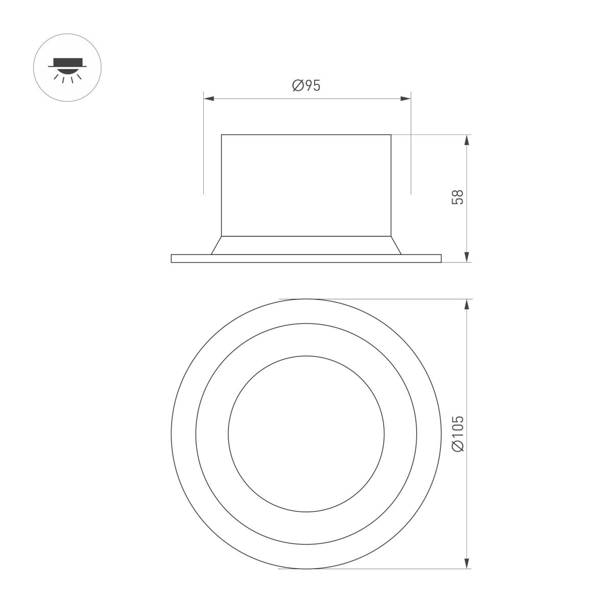 Встраиваемый светильник Arlight MS-DROP-BUILT-R105-14W Warm2700 054706