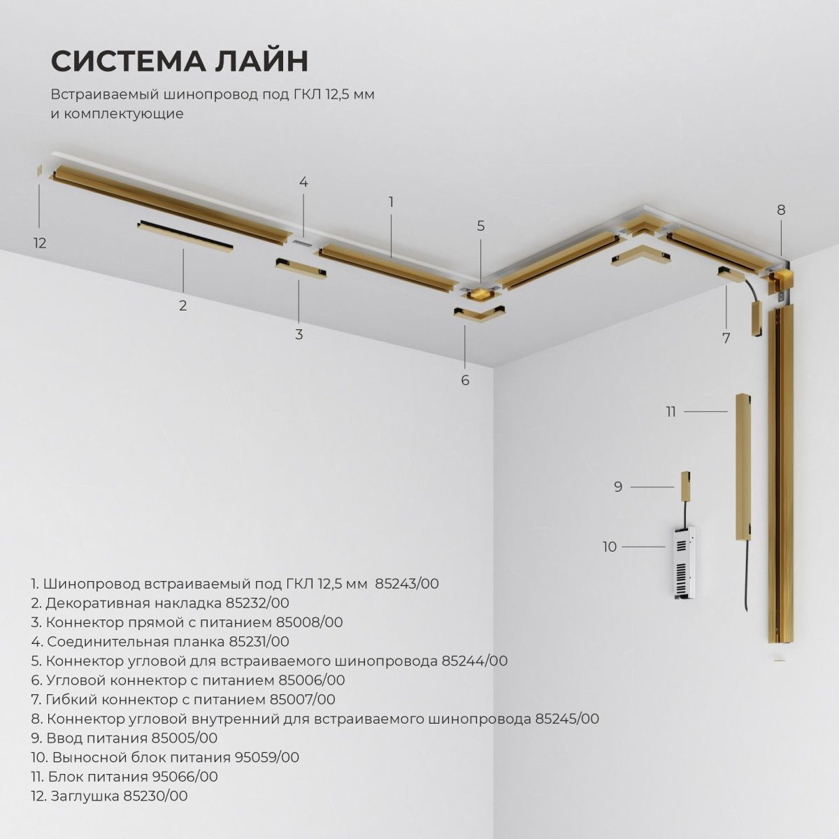 Шинопровод магнитный встраиваемый под ГКЛ 12,5 мм Elektrostandard Line Magnetic 85243/00 4690389220845 a072719