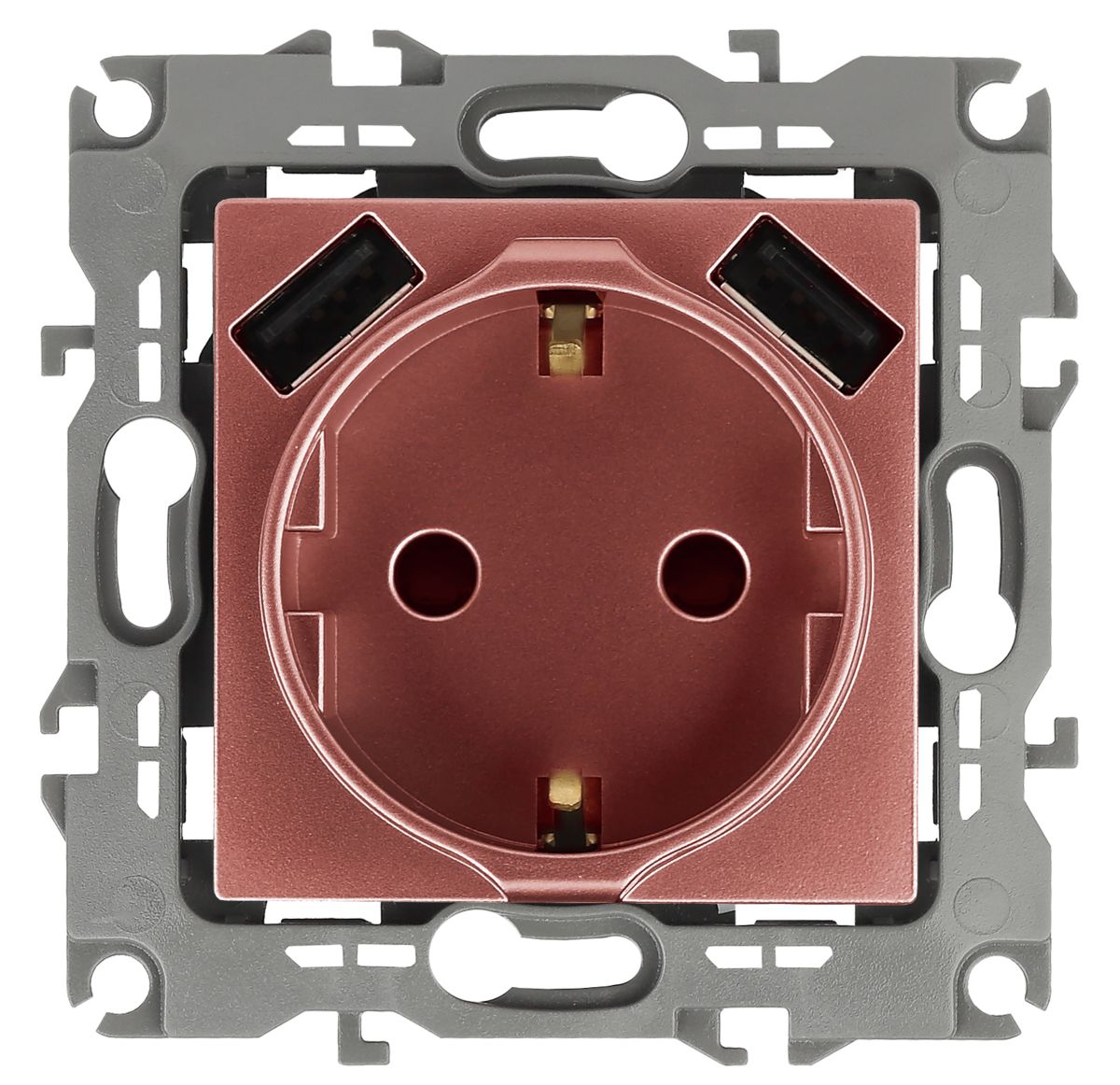 Розетка 2P+E со шторками и 2xUSB Эра 12-4109-14 Б0047848
