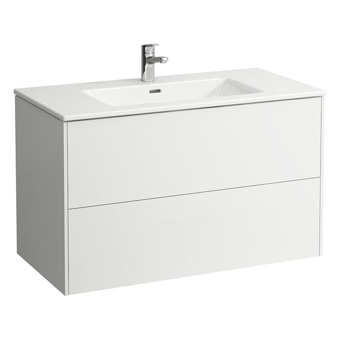 Laufen Pro S Тумба с раковиной 100х50х61см, с 1 отв., с 2 ящиками, с механизмом push-and-pull, подвесная, цвет: белый глянцевый