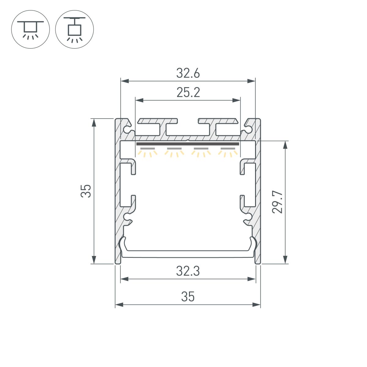 Профиль Arlight SL-LINE-3535-3000 ANOD с рефлектором (Алюминий) 064462
