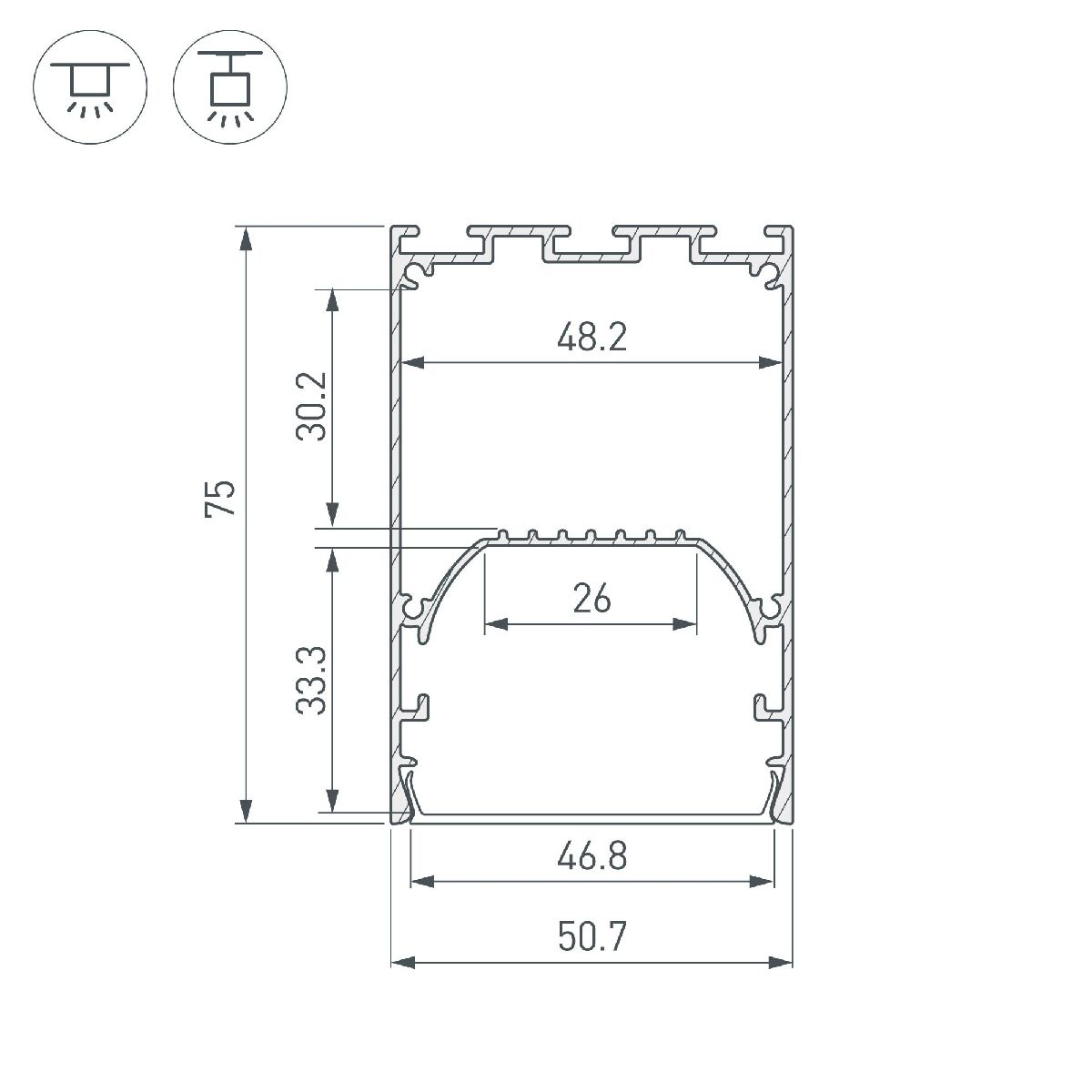 Алюминиевый профиль Arlight LINE-S-5075-3000 BLACK 041849