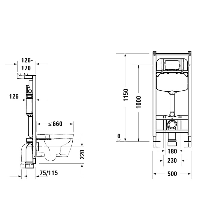 Duravit DuraSystem Монтажный элемент для подвесного унитаза в сборке