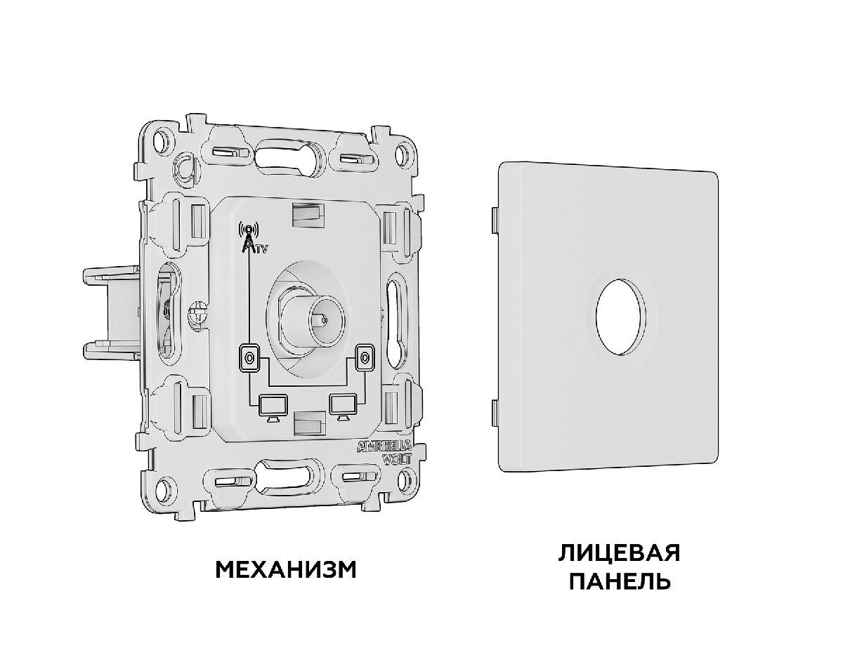 Комплект механизма TV розетки проходной 5-1000 MHz 4dB Ambrella Volt Alfa MA913030