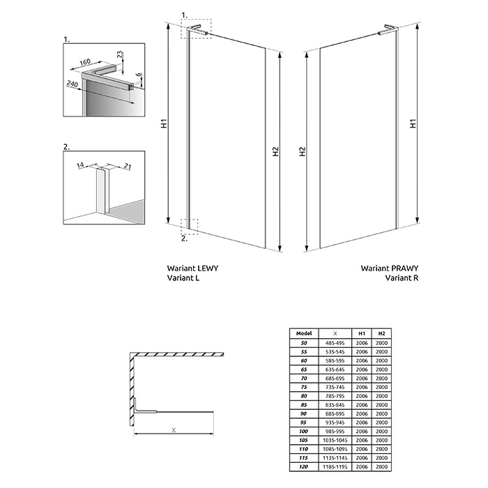Radaway Modo SL II Душевое ограждение 100см, правое, стекло прозрачное, покрытие Easy Clean, профиль: хром
