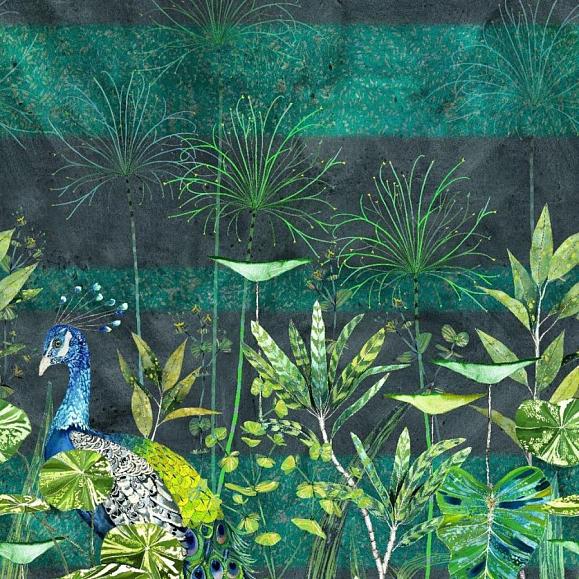 Панно Designers guild PDG1069/01 Arjuna Leaf with Peacock Viridian