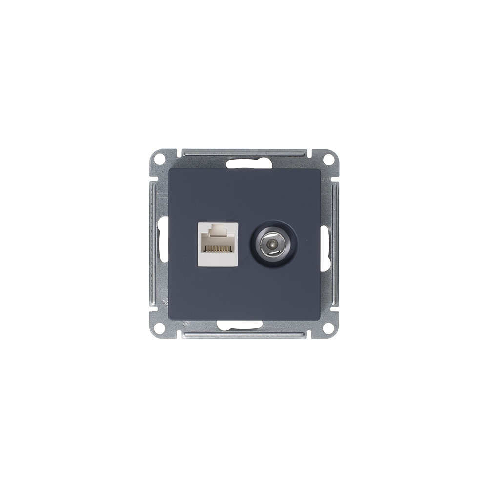 Розетка двойная комп+ТВ, RJ45+TV, кат.5E Systeme Electric AtlasDesign Грифель ATN000789