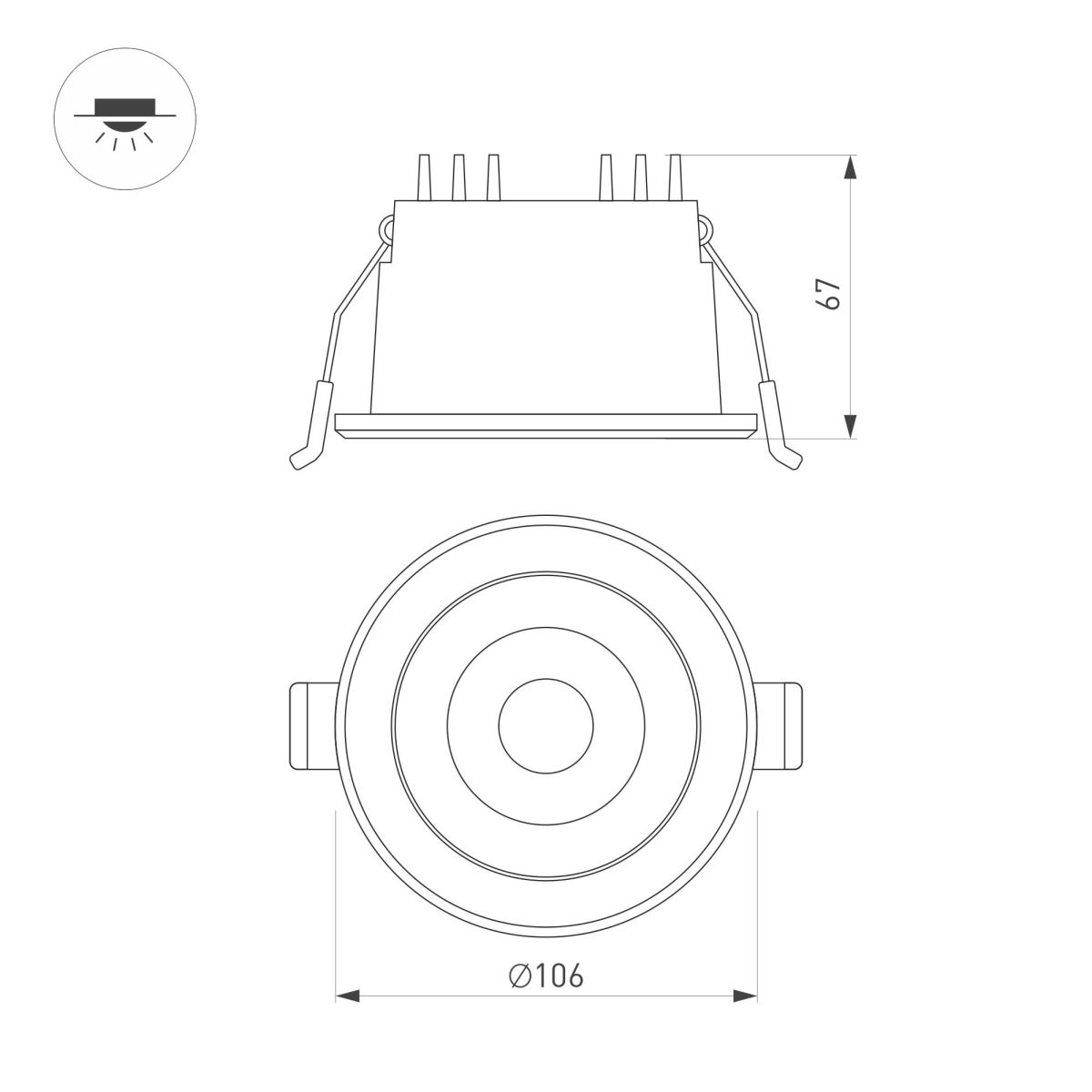 Встраиваемый светильник Arlight MS-ALORA-BUILT-R106-9W Day4000-MIX 048084