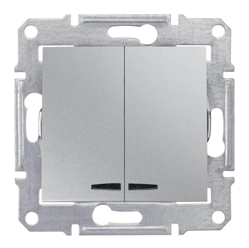 Выключатель двухклавишный с синей подсветкой Schneider Electric Sedna 10A 250V SDN0300360