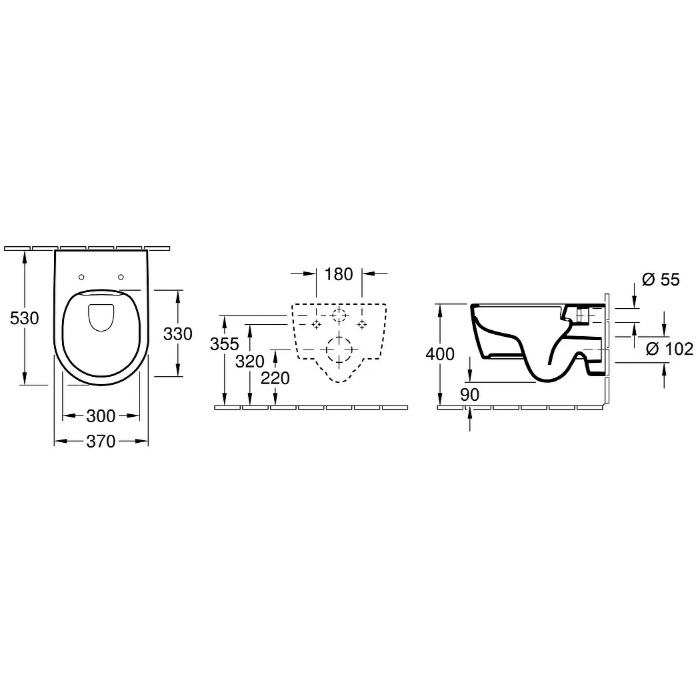 Villeroy&Boch Avento Унитаз 37х53х31см.,подвесной, безободковый, в комплекте сиденье SlimSeat с микролифтом, цвет: альпийский белый