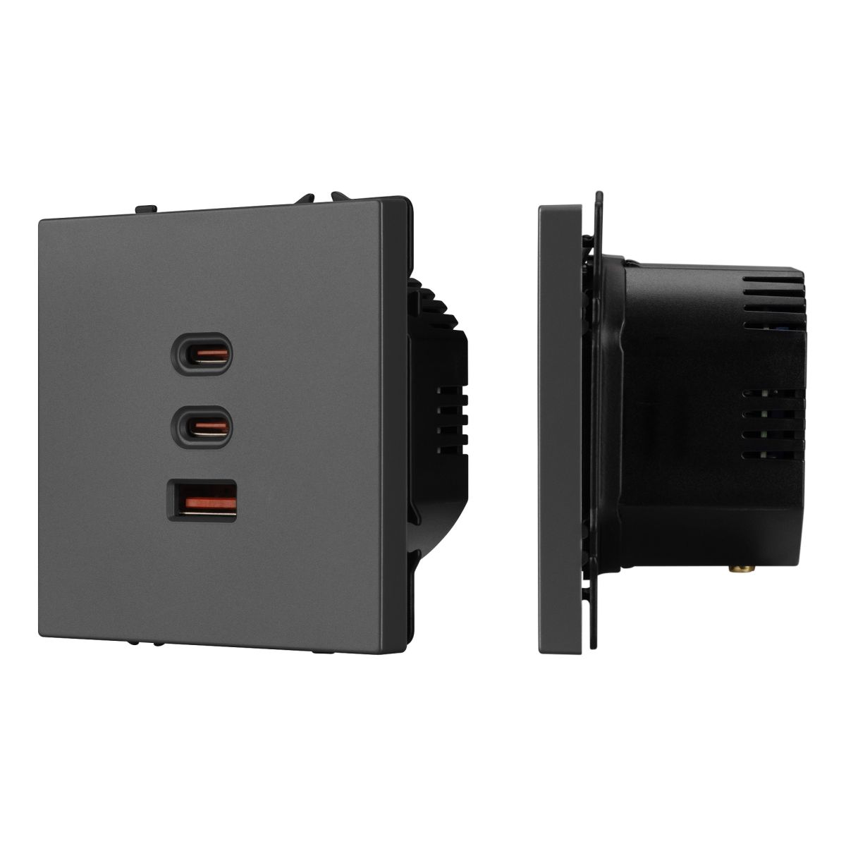 USB Розетка тип А+С+С софт-тач серый базальт Arlight SCT-MUACC-SFPL-FC-GR (65W, QC3) 061837(1)