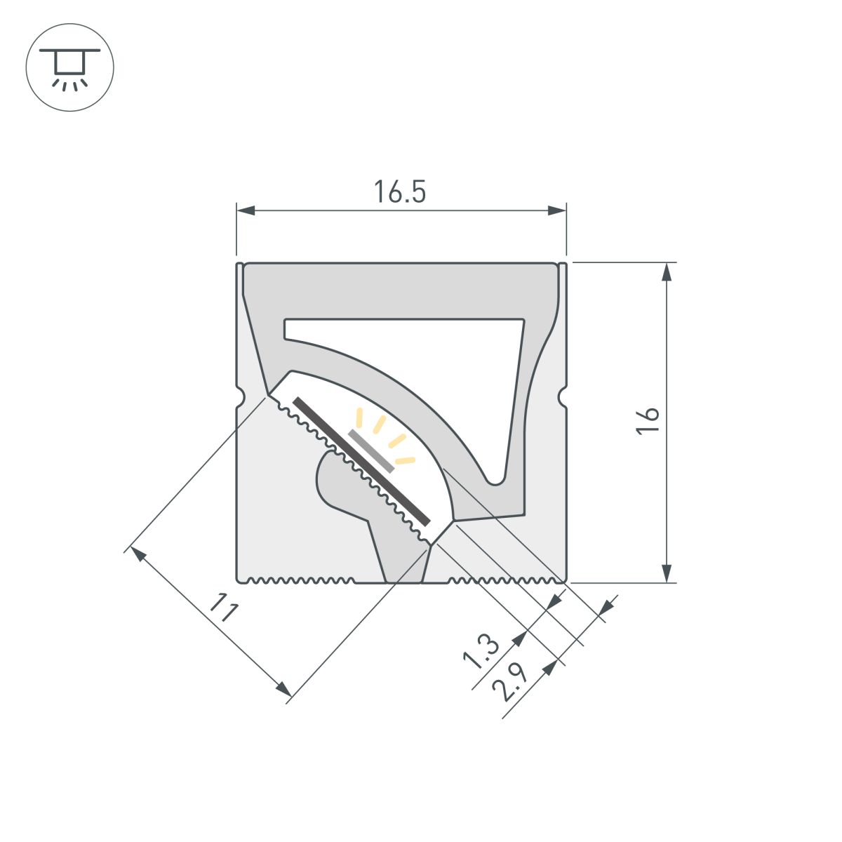 Силиконовый профиль Arlight WPH-FLEX-1616-TWIST-S11-5m WHITE (Силикон) 059568