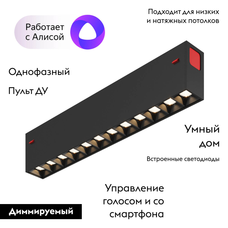 Трековый светодиодный светильник Denkirs DK8001-BK