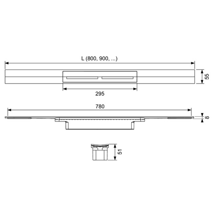 Профиль для душа TECEdrainprofile, 800 мм, PVD Brushed Gold Optic