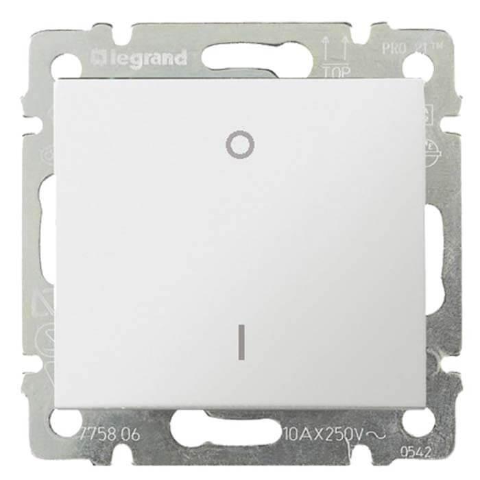 Переключатель одноклавишный двухполюсный Legrand Valena 10A 250V белый 774402