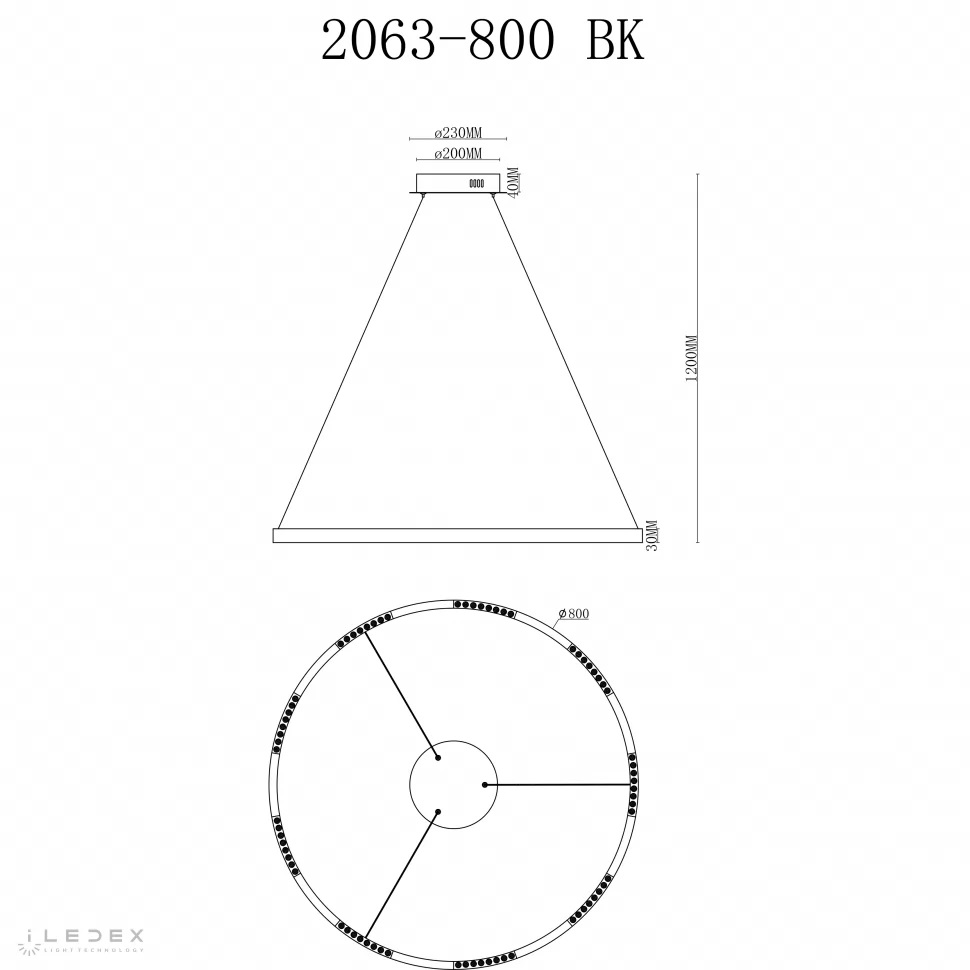 Подвесная люстра iLedex Vision 2063-D800 BK