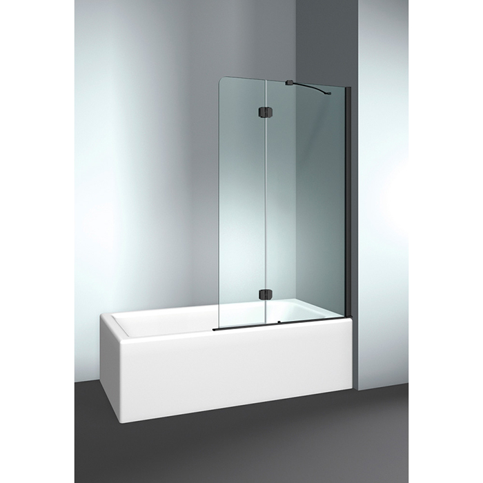 VismaraVetro Шторка на ванну PV 54х150Hсм, размер 90-92(50+40)см, DX (правая), стекло Transparent 04,Matt Black 09, петли С67 внутр. открытие, TPA