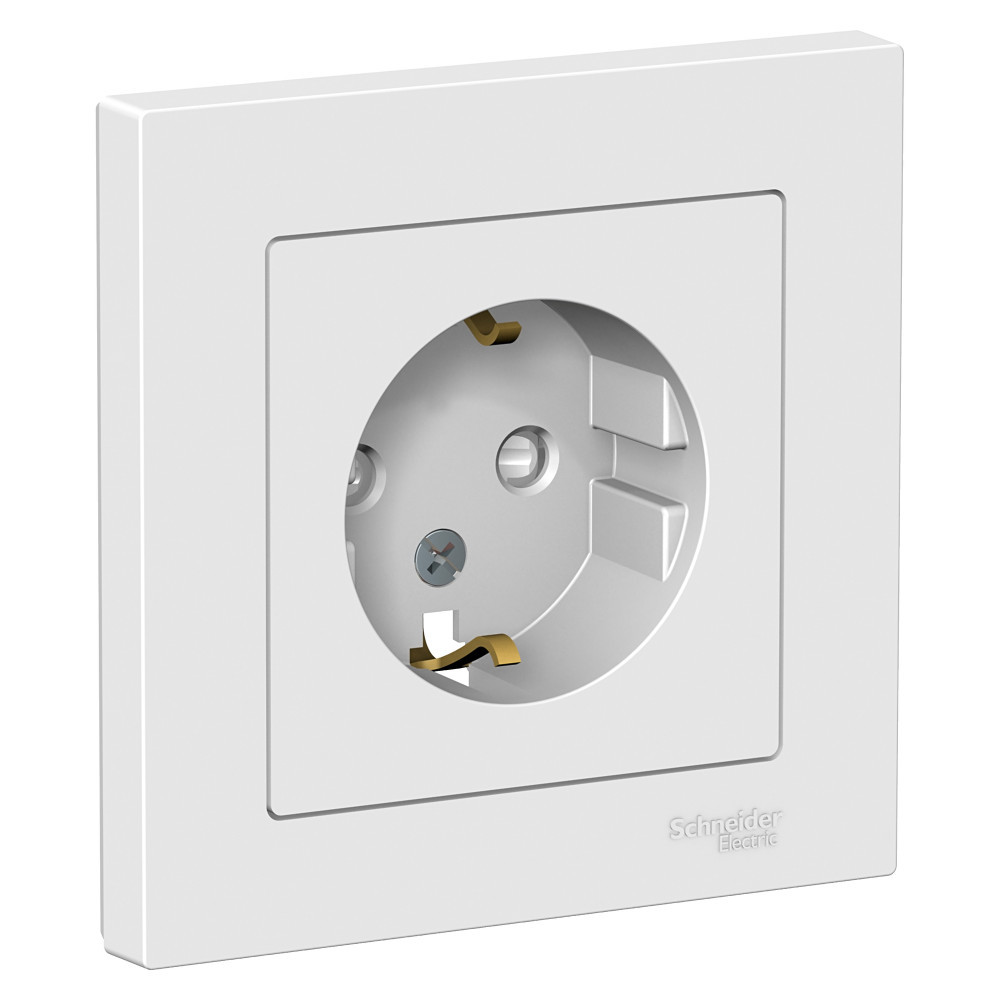 Розетка с/з со шторками, 16А, в сборе Systeme Electric AtlasDesign Бел ATN000144