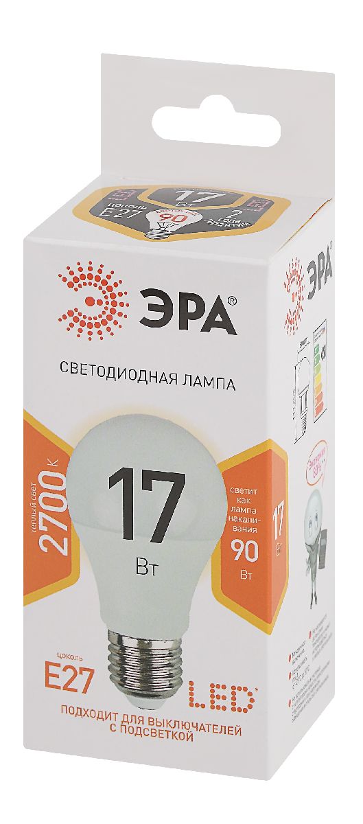 Лампа светодиодная Эра E27 17W 2700K LED A60-17W-827-E27 Б0031699