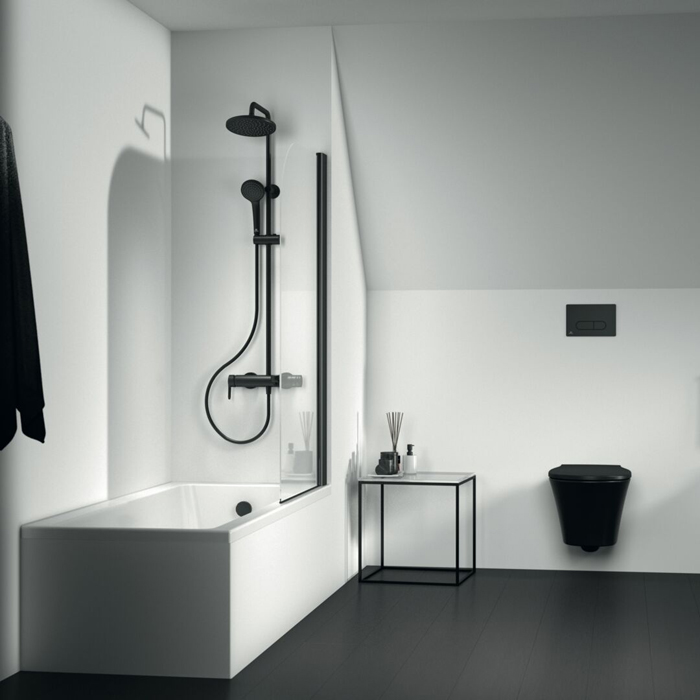 Ideal Standard IdealRain Cerafine O Душевая система с настенным смесителем, верхним душем Ø20см., держателем, лейкой для душа и шлангом 175см., цвет: черный матовый