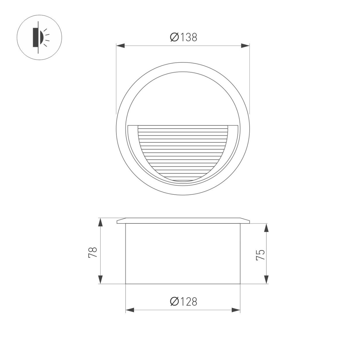 Светильник для ступеней Arlight LTD-RIBONIK-R138-5W Day4000 (Черный, 50 deg, 230V) (IP65 Металл) 056737