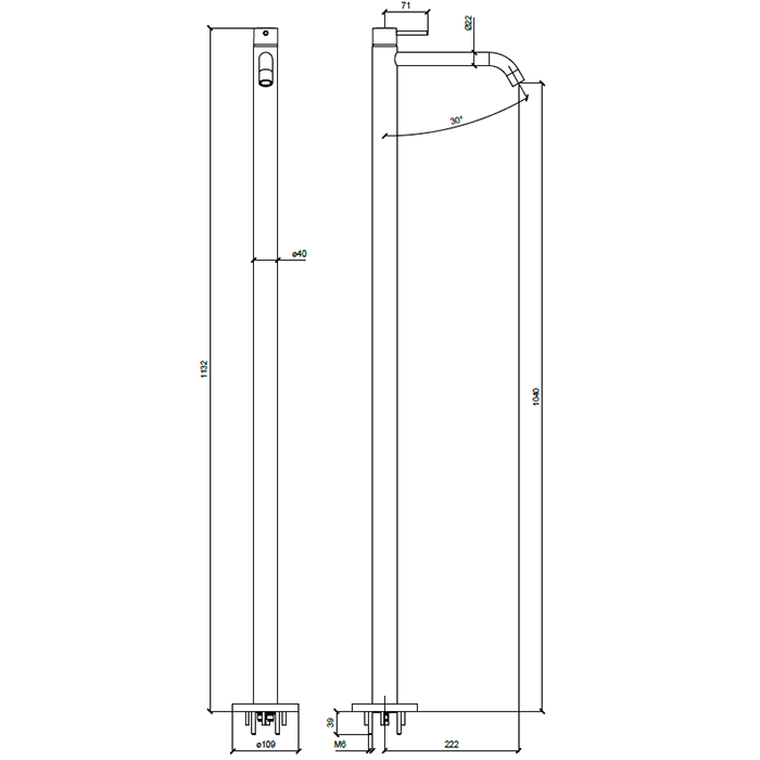 Almar Freestanding Смеситель для раковины, напольный, цвет: оружейный металл брашированный PVD