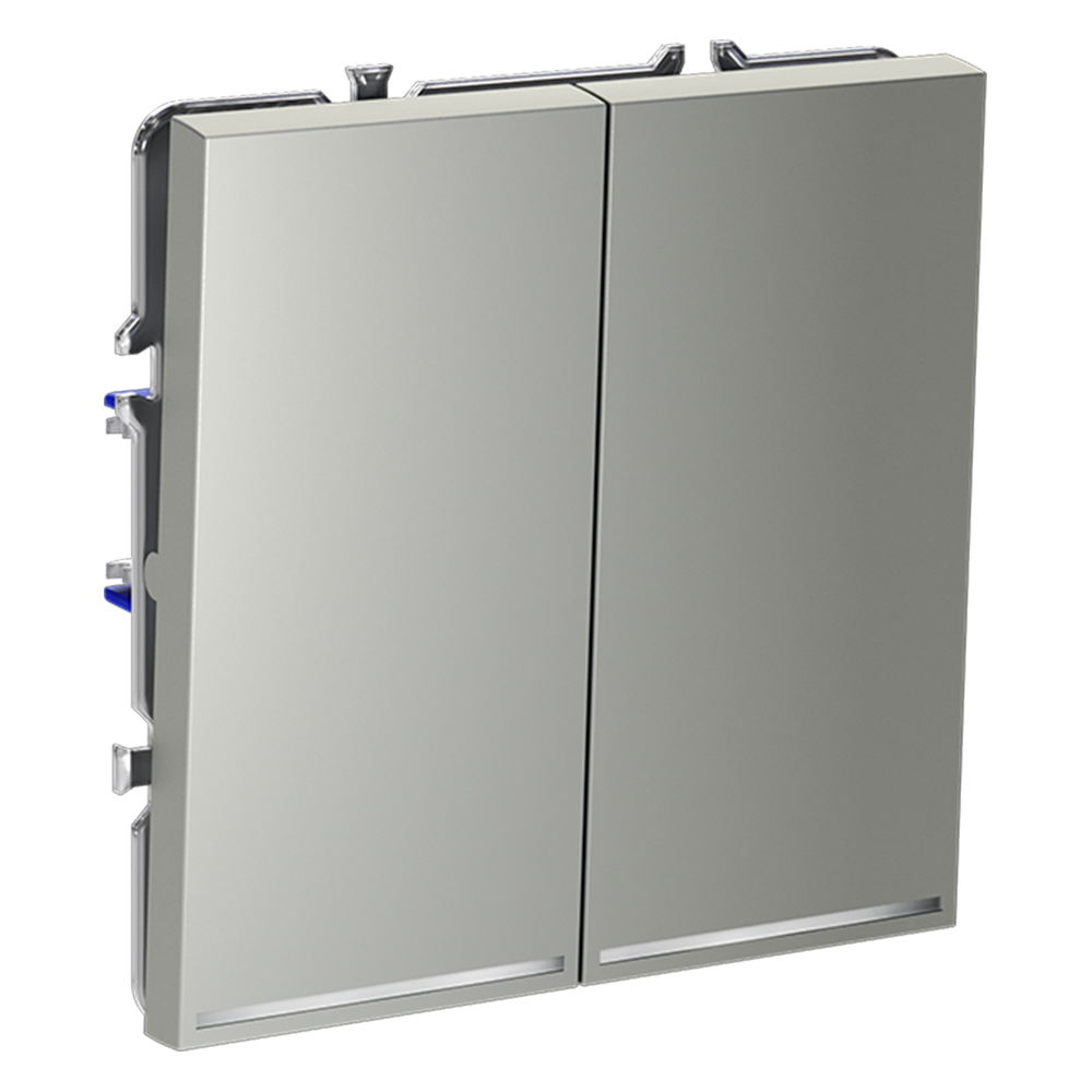 Выключатель двухклавишный с подсветкой Voltum S70 VLS020205 (сталь)