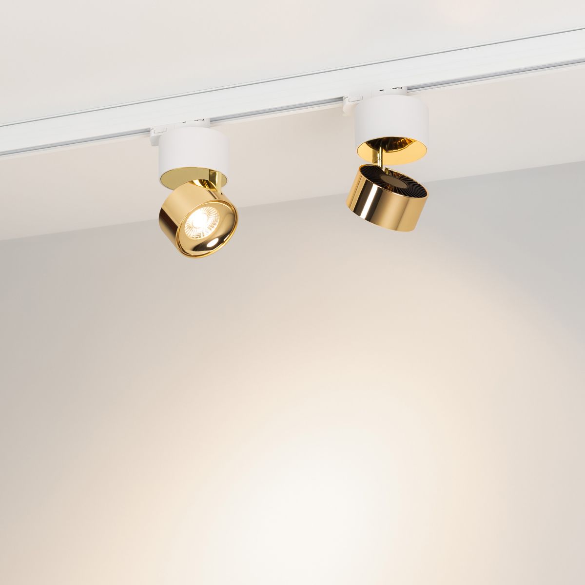 Трековый трехфазный светильник Arlight SP-PLURIO-TRACK-4TR-R77-9W Day4000 (WH-BRS, 36 deg, 230V) (IP20 Металл) 038100
