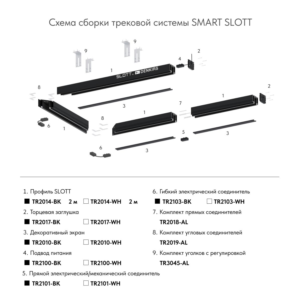 Комплект прямых соединителей для шинопровода Denkirs Smart Slott TR2018-AL