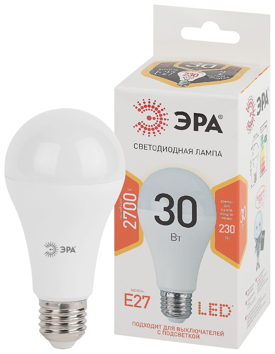 Лампа светодиодная Эра E27 30W 2700K LED A65-30W-827-E27 Б0048015
