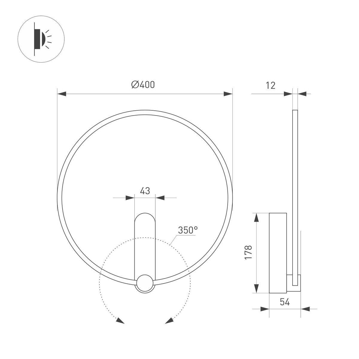 Настенный светильник Arlight SP-Vinci-Ring-R400-13W Warm3000 036506